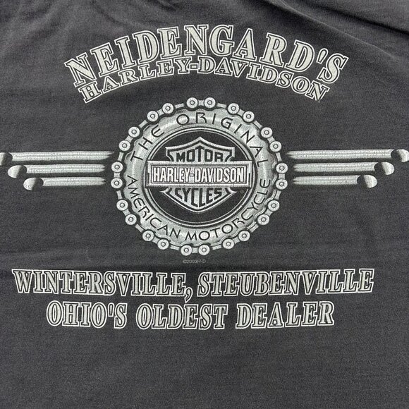 Vintage Harley Davidson Graphic Tee Mens Large Flames Eagle Ohio Short Sleeve - Picture 4 of 10